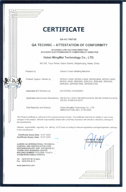 চীন Hebei Mingmai Technology Co.,Ltd সার্টিফিকেশন
