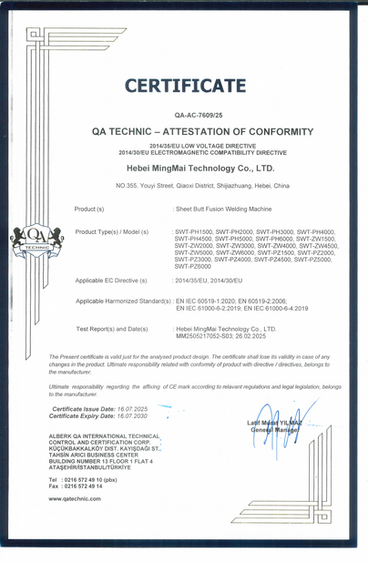 চীন Hebei Mingmai Technology Co.,Ltd সার্টিফিকেশন
